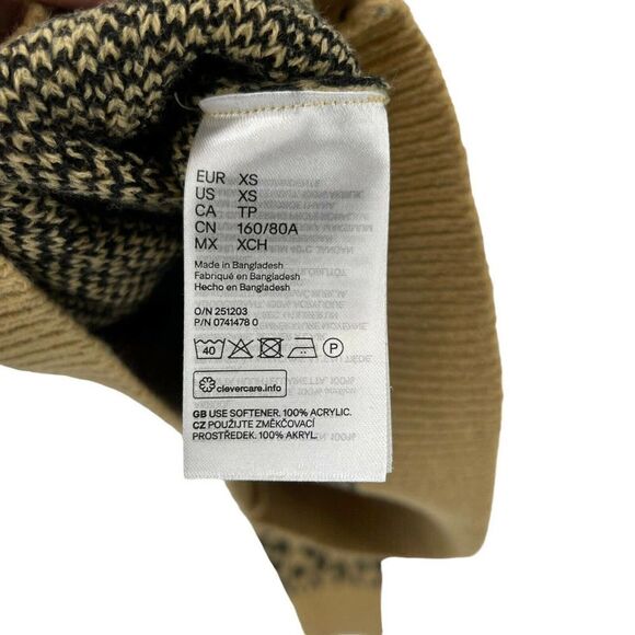 Cropped Animal Print Sweater Womens Size XS Cheetah Leopard Knit Top H&M Brown - Picture 5 of 5